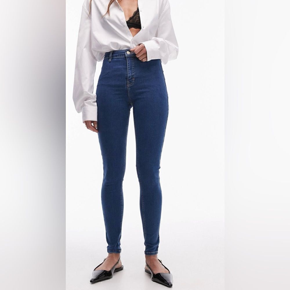 Topshop high rise Joni jeans in mid blue K31